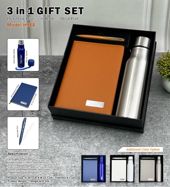3 in 1 set bottle, diary and pen